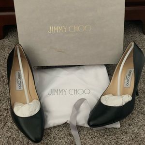 Jimmy Choo Mitchel Kid Leather Heel Black Sz 38